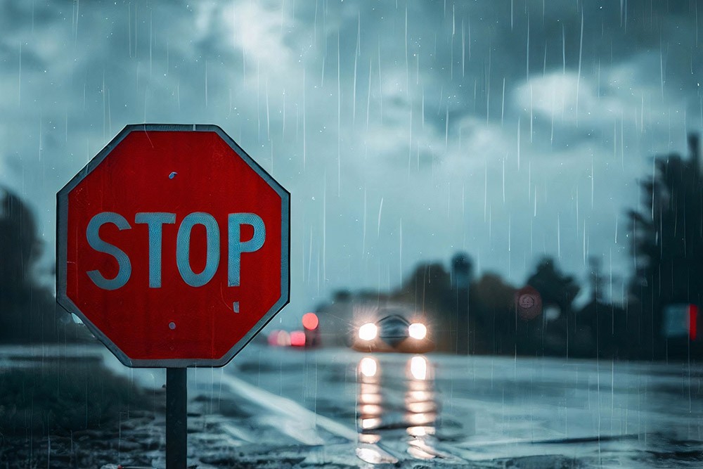 Rainy weather stop sign. PHOTO ID 283544147 © Andrei Onut Moldovan | Dreamstime.com